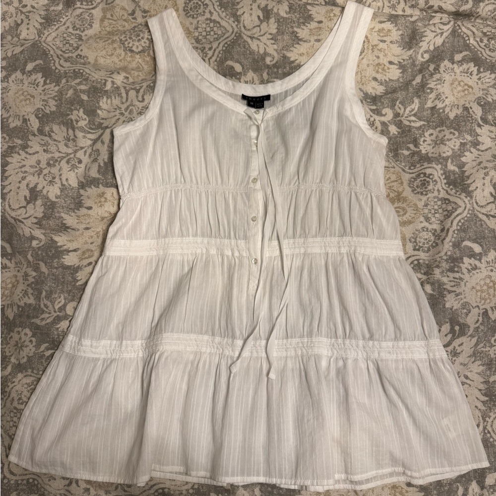 Theory White Button-Front Tank Top